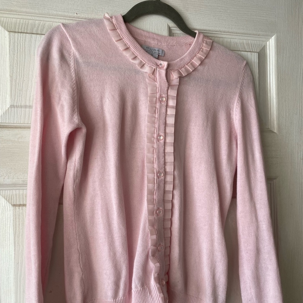 Alfred  Sung  Light Pink Ruffled Cardigan - Picture 2 of 5
